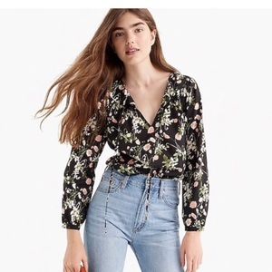 SALE J.Crew Liberty Point Sur Poppy Peasant top